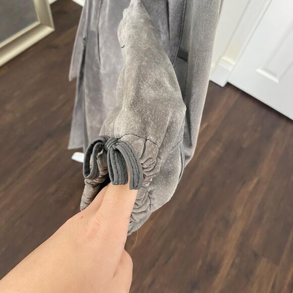 Saks Fifth Avenue Vintage Suede Leather Penny Lane Trench Coat Made in Canada L - Picture 4 of 11